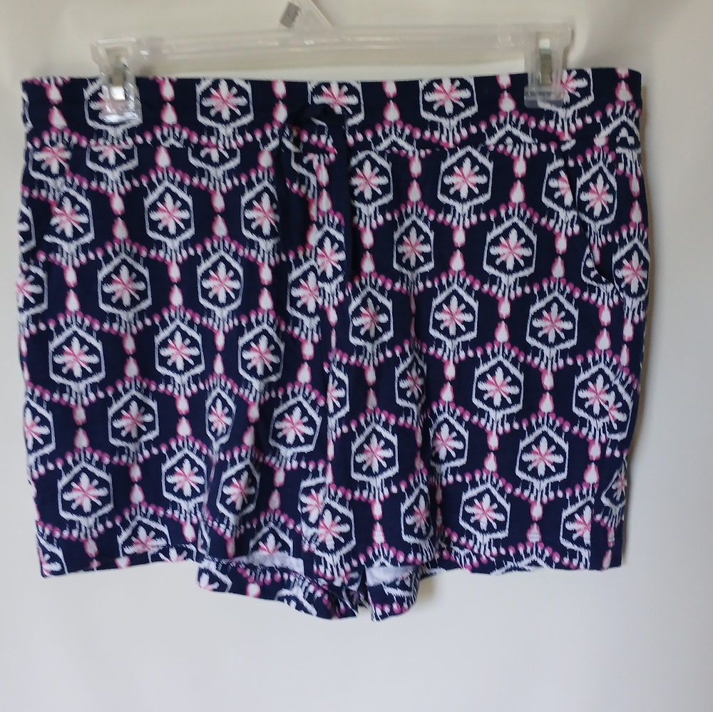 New Directions Womens Weekend Size L Color Navy Pink White Pattern